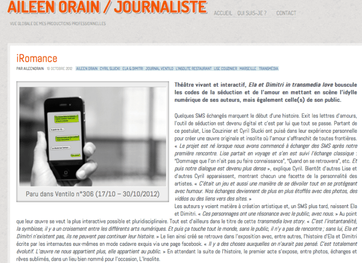 Article Ventilo, octobre 2012