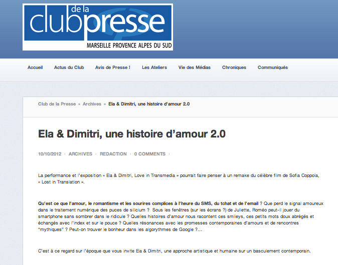 Club de la presse, oct 2012